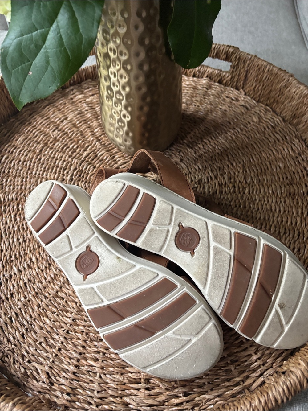 Born Tan Leather Platform Strappy Sandals - Picture 7 of 9